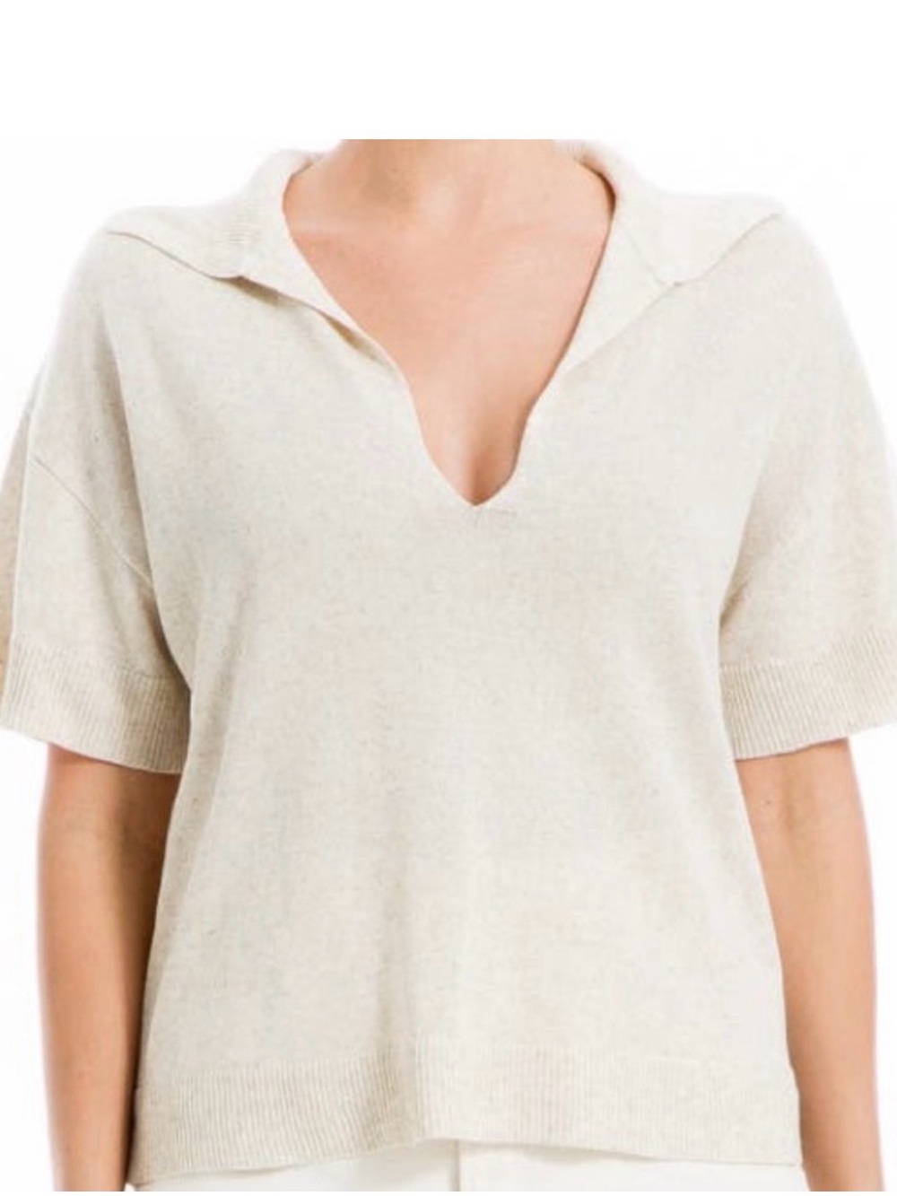 Max‎ Studio Light Beige Knit Polo Sweater